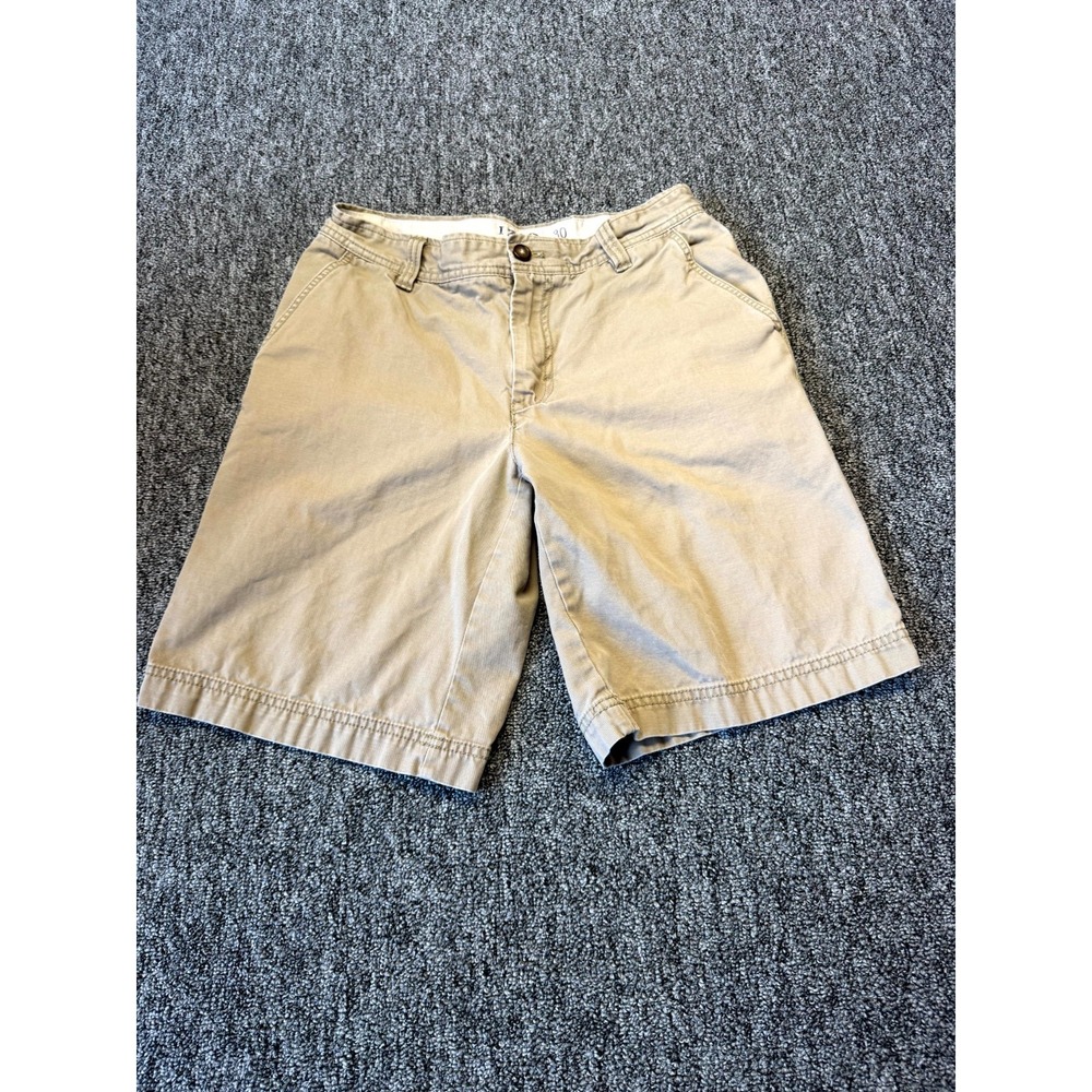 Izod Saltwater Chino Shorts Mens 30 Beige Cotton Mid Rise Flat Front Classic Fit